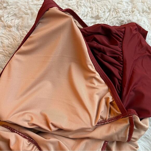 🆕 J. Crew Sexy V One Piece Red Brown Clay Swimsuit Plus 22 NEW NWT Blogger - Picture 7 of 15